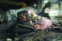 Steel tracks can be an advantage when working in rugged underfoot conditions.