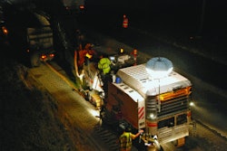 A balloon light and factory-equipped lighting system cuts darkness on I-57.