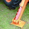 The Equipment Lock Stabilizer Lock mechanically locks the stabilizer arm of all backhoes in the downward position and raises wheel off the ground.