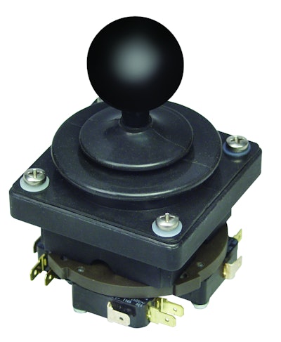 The CS3 Bang/Bang Joystick is a rugged, single speed, on-off controller uses microswitches with quick connect terminals.