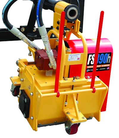 FS390h can be used with a skid loader attachment and remove up to 15-in.-width path