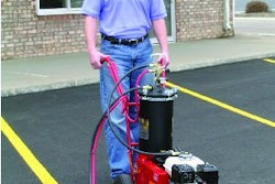 The airflow in a conventional (often termed an 'air' machine) goes to four places: the paint pot, striping gun, cleaner can, and stencil gun. Courtesy Newstripe Inc., www.newstripe.com..