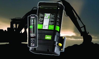 Twin Heavy Duty greasing system with in-cab display to display systems' operational performance