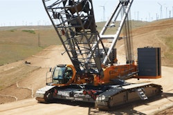 The first Sany SCC8300 crawler crane in North America was immediately put to work on a wind farm in California.