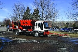 A one-man, self-contained spray injection patcher allows a contractor to properly repair a pothole without ever leaving the cab of the truck.