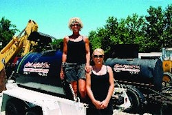 Pam Darst (left) and daughter Nichole Darst before they head out sealcoating.