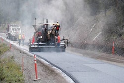 The hot mix asphalt produces smoke behind the paver while the warm mix asphalt is smoke free.