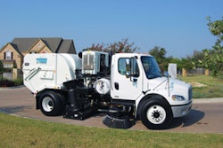 Filling a sweeper with compressed natural gas can be a little slow, and it can take all night to fill up a sweeper at a slow fill station. Some of the bigger fleets, such as those operated by Los Angeles, rely on a fast-fill station where large tanks are already filled with pre-compressed natural gas, so operators simply fill sweepers from the one big tank; they don't have to compress the gas first.