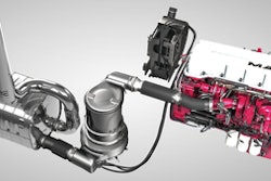 This illustration shows the actual emissions control system components that will be used on Mack trucks.