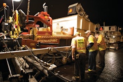 Karvo outfitted the paver with the optional power tunnels to help control material distribution at wider widths.