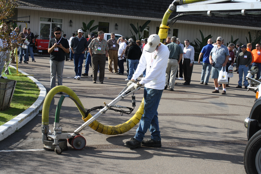 Waterblasting Technologies uses the Stripe Hog 5500 to remove existing stripes from a parking lot located at the Town & Country Resort in San Diego.