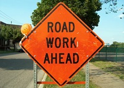 Road Work Ahead Sign 10758079
