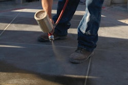 Dye dissolved in acetone solvent is being applied. Acetone is an especially risky solvent to use because of the risk it poses for fire and explosion. That said, it does a great job with dye stain applications and dries almost instantly.