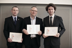 Martin Anders, product development Radlader Kramer-Werke GmbH, Martin Eppinger, managing director Kramer-Werke GmbH and Gert Reichetseder, managing director Wacker Neuson Linz GmbH at the award ceremony Universal Design Awards 2013 on February 23 in Munich.