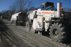 The Wirtgen reclaimer Breneman uses to mix the cement and road base materials into a homogeneous blend of material