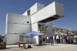 A large portion of the Chip Energy building was already in place to demonstrate the project's unique construction method of using shipping containers for the primary structure.