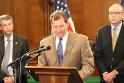 Tim Watters, Associated Equipment Distributors Vice Chairman, and president and CEO of Hoffman Equipment, spoke at a press conference organized to draw attention to the highway funding crisis.