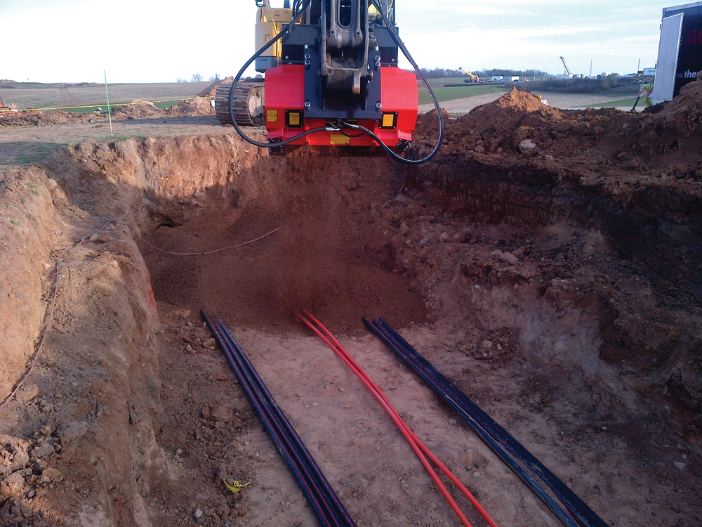 Working on a tight two-week schedule, the crew needed to dig a 10,000-foot-long ditch that was 36 inches wide and had a 54-inch-deep floor.