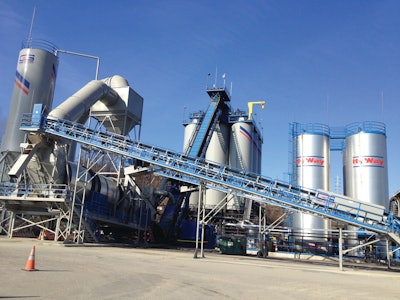 Plant is capable of producing 600 tons per hour and storing 2,700 tons of material