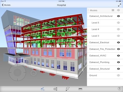 The BIM 360 Glue mobile app is optimized for large model data, which is ideal for commercial construction projects.