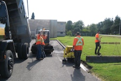 “Backing a gravel truck hauling asphalt into every location isn’t reasonable,” Ingram says. “We use the skid steers for so many jobsite tasks that we wouldn’t leave for a jobsite without a skid steer anymore.”