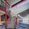 A mosaic mural leading up the stairs is one of the first design elements that grace the entrance to the Prospect Elementary school. The kids helped create the mural.