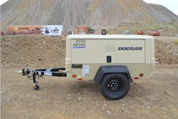 The Doosan P250/HP185 portable air compressor features dual pressure and dual flow, which gives contractors added flexibility with a single unit.