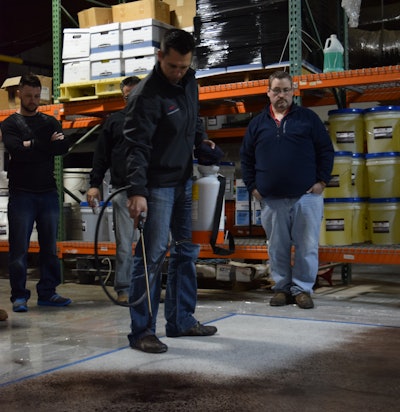 When applying dye use a HVLP sprayer and make sure to do circular motions about the size of a basketball with the sprayer wand.