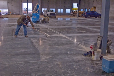 Joints are normally cut shortly after the last finishing process is complete using early entry saws. They are spaced two to two-and-a-half times the thickness of the slab. High dosage synthetic or steel fiber concrete slabs are cut along column lines or greater.