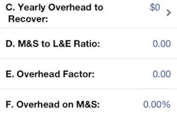 The calculator apposes banking information, regression analysis and yearly overhead budget among other factors to help contractors bid projects, cost existing projects and allocate corporate overhead to multiple operating divisions.