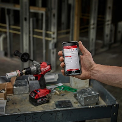 Coming in January 2016 will be tools, like the drill/driver shown here, with Bluetooth capability that allows users to use their smart phones or tablets to change factory settings to optimize specific tasks. Buttons on the tool allow up to four task settings, making it easy to move from one to the next.