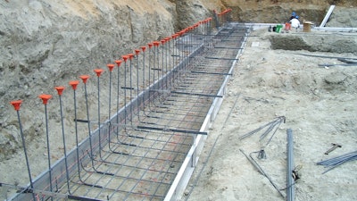 Figure 1: Complicated footing reinforcement showing standard hooks for vertical dowels.