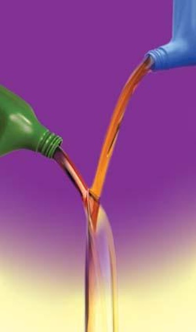 Mixing oils with different additive packages is never recommended. Doing so could compromise the additive performance of both constituents, cause corrosion of component surfaces and lead to increased mechanical wear.