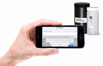 Type your barcode number or take a picture of a barcode/QR code with your mobile device to send fluid samples from the field.