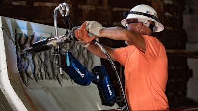 The EksoZeroG mechanical arm provides lift support for heavy tools such as chipping hammers, drills and impact wrenches.