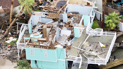 Home damaged by Hurricane Harvey in Rockport, Texas, Aug. 28, 2017.