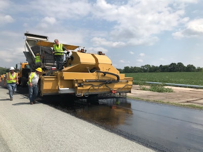 While the hot rubber chip seal (HRCS) construction is similar to a traditional chip seal, it requires a special asphalt binder distributor. Because the reacted rubber modified binder has a high viscosity, a normal distributor that would be used for an asphalt emulsion application would have had difficulties to spray the rubber modified binder.