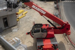The Manitou MRT rotating telehandlers offer a three-in-one solution: telehandler, (crane-like) winch and mobile elevating work platform. The available 13-ft.-wide work platform offers a 2,000-lb. capacity.