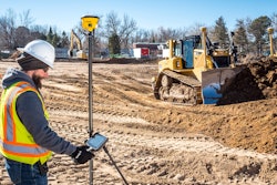 Trimble’s SPS986 GNSS Smart Antenna can function as either a rover or base station. Rovers are common where machines are using GPS-assisted grade control, but their speed and accuracy in measuring site features makes them valuable even without grade automation on site.