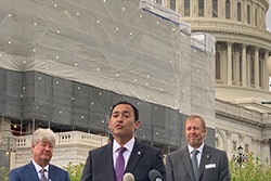 Michael Vazquez (center), MECO Miami, Inc., spoke during a Capitol Hill press conference.