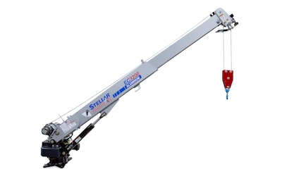Stellar Industries' aluminum telescopic service crane weighs 200 lb. less than steel counterparts, so operators can carry more payload, or even do the work with downsized truck chassis.