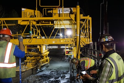 The operator controls all paver functions from deck level rather than the platform on the machine.