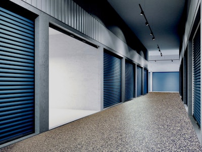 S2S applied a micro-blend flake system to the common areas and hallways at a new automated self-storage facility in Texas.