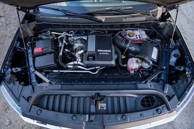 The diesel engine powering the Chevrolet 1500 Silverado is a 3.0L in-line , six-cylinder turbo-diesel that pumps out an SAE-certified 277 hp and 460 lb-ft of torque.