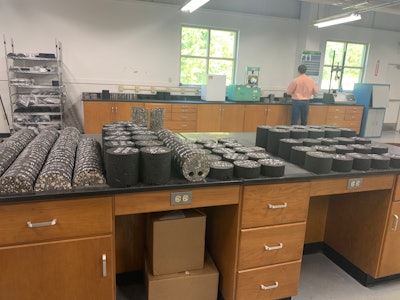 At the test lab, NCAT researchers have improved aggregate testing and evaluation methods, developed mix design procedures for stone matrix asphalt, evaluated modified asphalt mixtures, improved mix design and control methods to minimize rutting, and developed a test to measure asphalt content without using solvents.