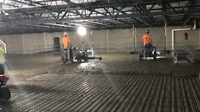 Drive-in laser screeds can be used for controlled elevation raking and strike-off.