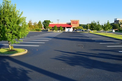 The award-winning job required more than 1,100 linear ft. of crack repair, 428 linear ft. of striping, striping of five handicap parking spaces and 65,360-sq.-ft. of sealcoating.