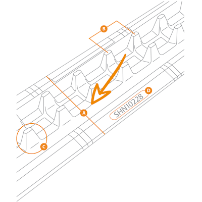Use this diagram and the four steps in the article to help find the correct measurements for ordering tracks.