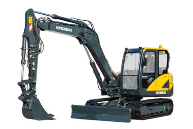 The new Hyundai HX85A model is the company&rsquo;s first compact excavator included among the A Series machines, and the first to be designated an HX model number. The largest of Hyundai&rsquo;s compact excavator models.