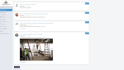 Screenshot of an example conversation between members of fictional construction company, Wilson Fisks Development, shows different folders organizing information.